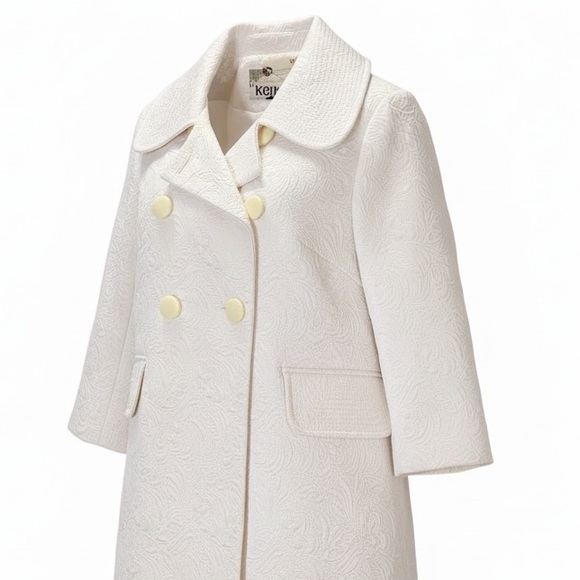 Kensie Jackets & Blazers - Kensie White Textured Embossed Coat XS | Double Breasted Peacoat Jacket